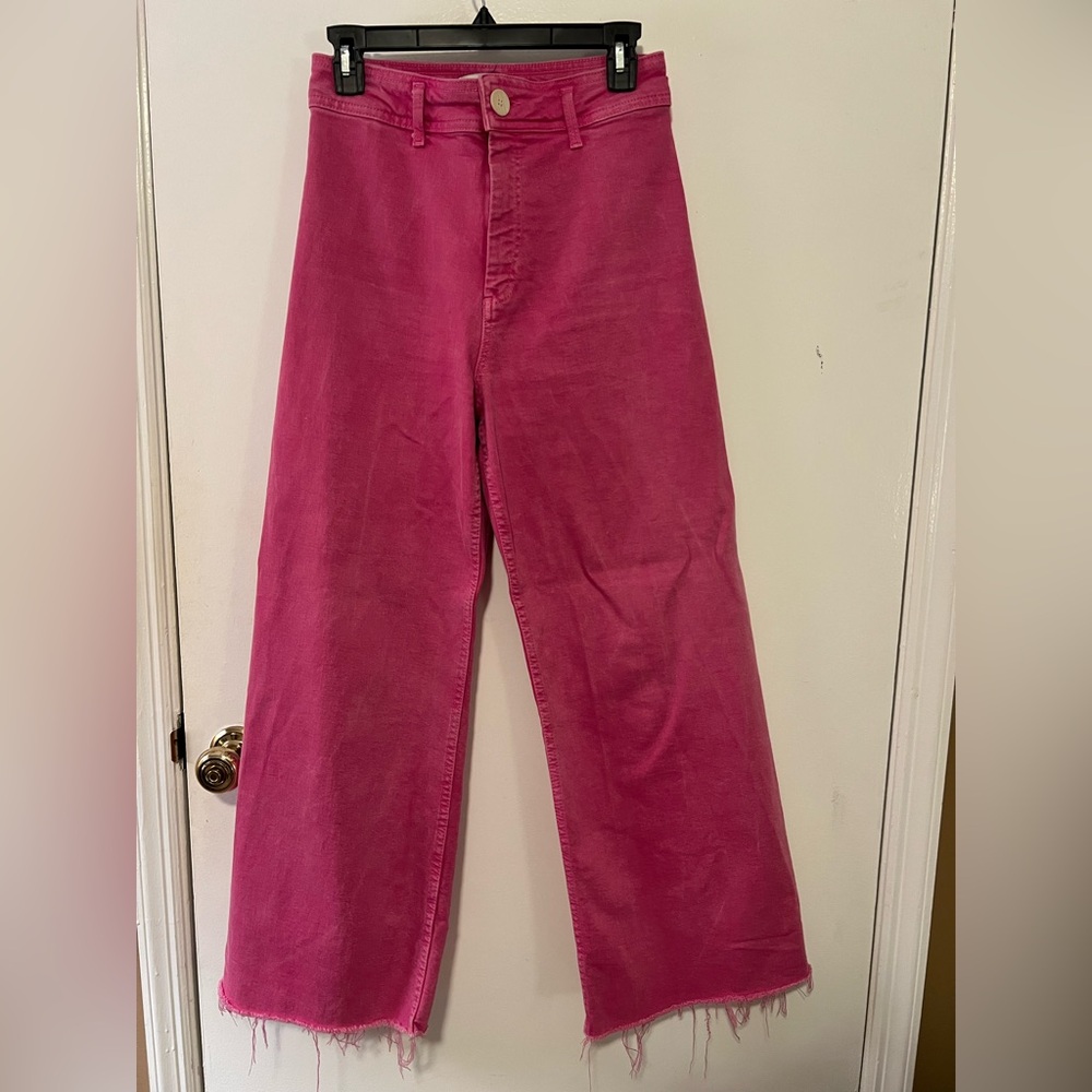 High-Waist Wide Leg Pink Zara Jeans
